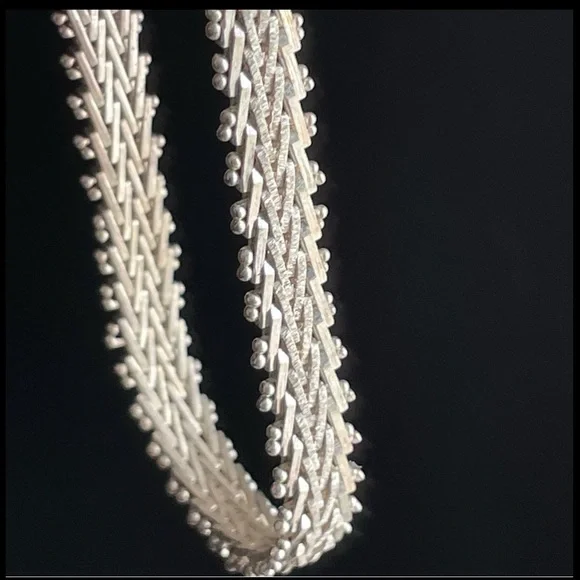 Vintage Sterling Silver 925 Italy Herringbone Bracelet - Picture 2 of 15